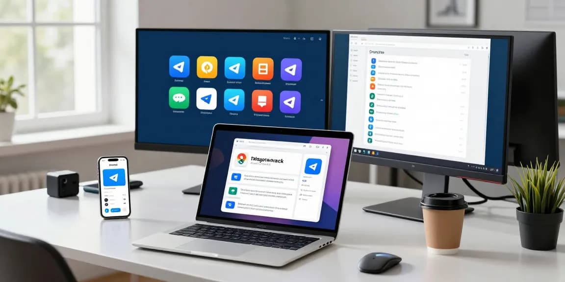 Setting up Telegram Chinese Version on modern workspace with tech gadgets and user-generated language packs.