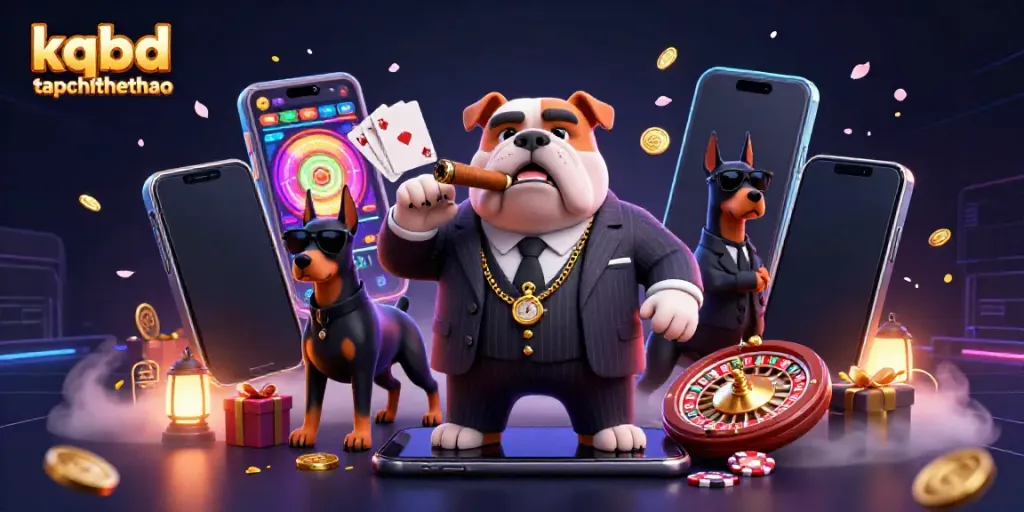 KQBD tapchithethao showcases a vibrant 3D casino scene with characters and dynamic gaming elements.