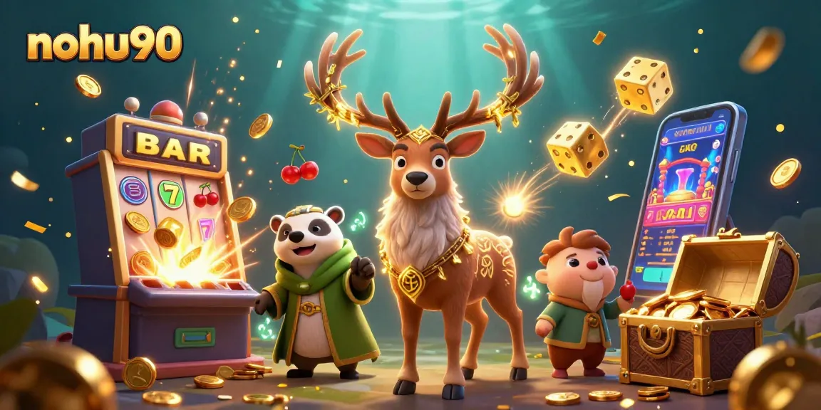 Win big with nohu90 at the dynamic slot machine scene showcasing exciting gaming elements.