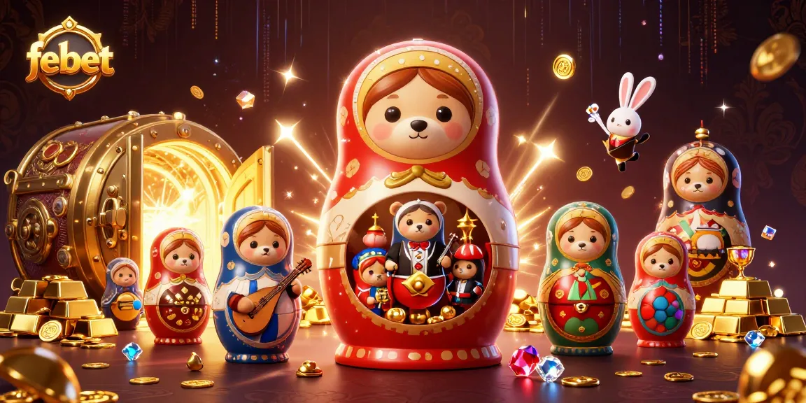 Experience the excitement of febet casino with cartoon bears in dealer outfits amidst treasure!