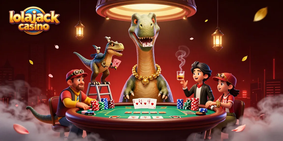 Experience thrilling gameplay at lolajack casino with an immersive poker scene featuring dynamic characters.