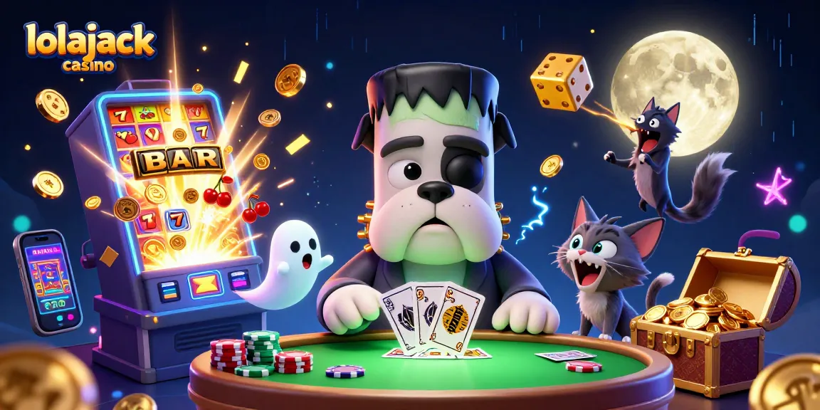 Experience the thrill of lolajack casino with a vivid scene of monsters and jackpots.