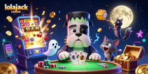 Experience the thrill of lolajack casino with a vivid scene of monsters and jackpots.