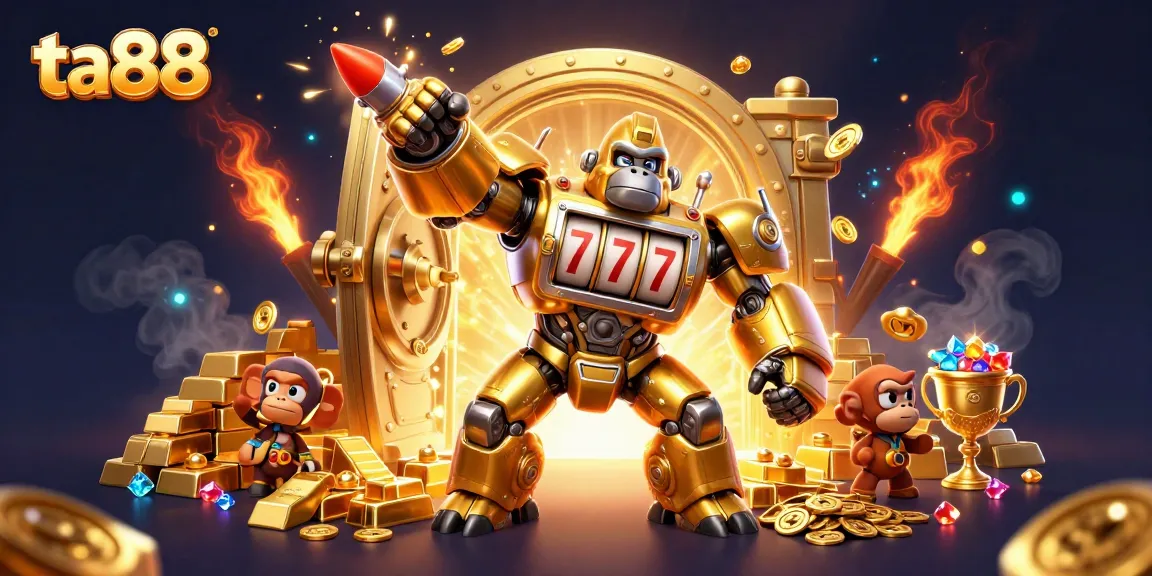Experience thrilling gameplay at ta88 with dynamic slots and gleaming treasures in a vibrant casino illustration.